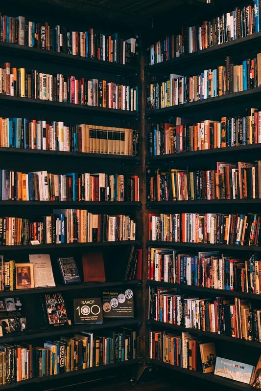 библиотека, книги, книжные полки