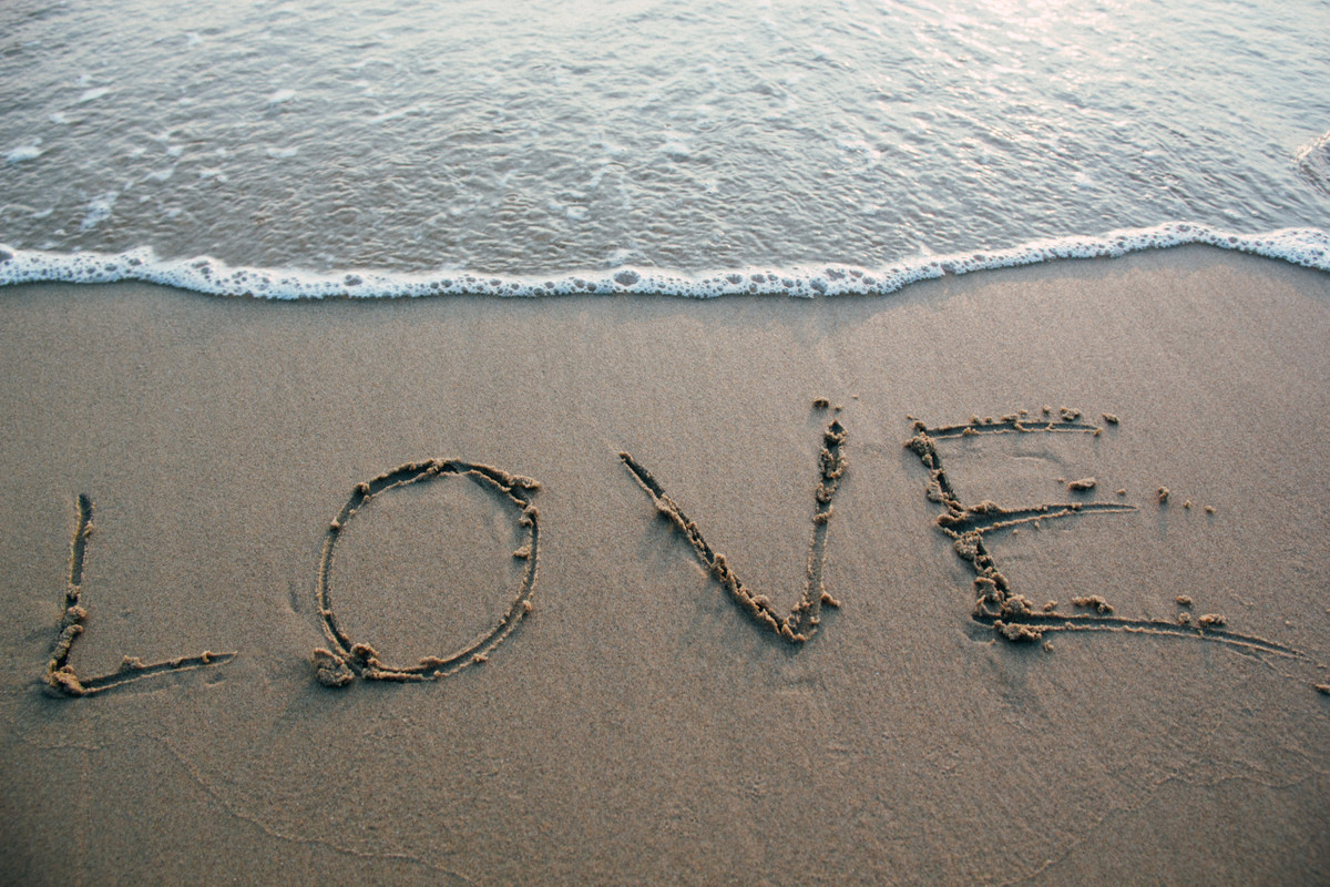 песок, море, пляж, love