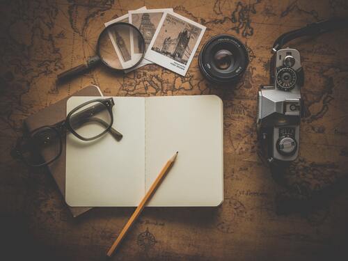 ретро, винтаж, фотоаппарат, очки