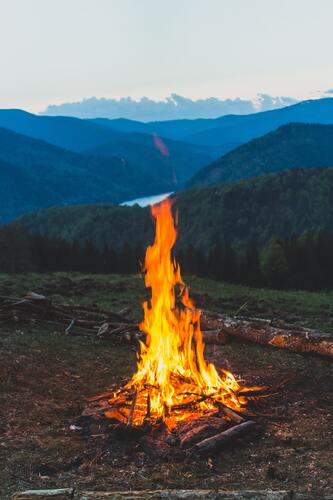огонь, пламя, оранжевые, искра, костер