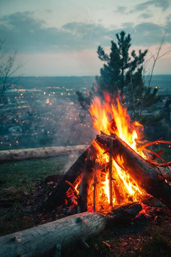 огонь, пламя, оранжевые, искра, костер