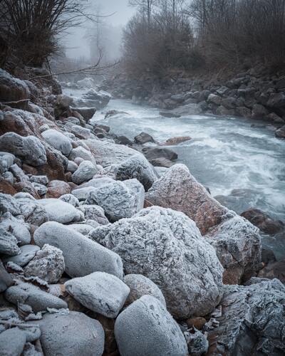 камни, булыжник, горная река