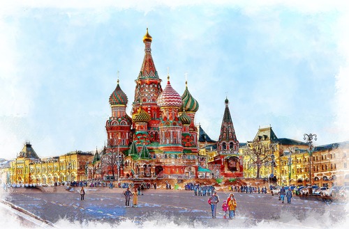 Живопись, картины, Москва, башни, архитектура