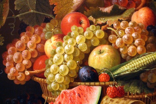 живопись, искусство, виноград, корзина