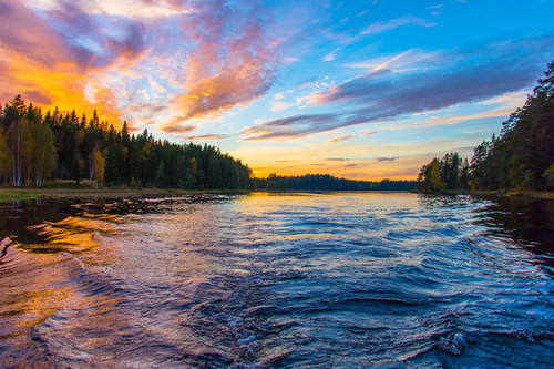закат, рассвет, река, вода, пейзаж, природа